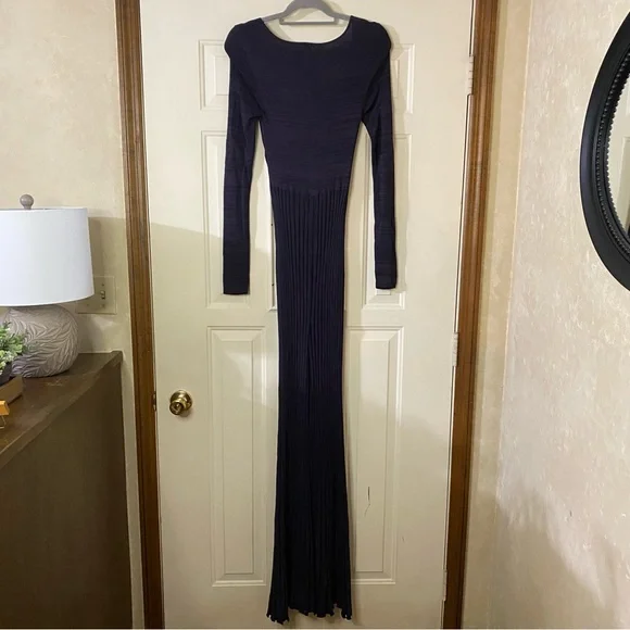 New! Free People Medium Lady Luck Knit Wide Leg Pleated Jumpsuit Purple NWOT - Picture 11 of 14